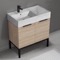 Modern Bathroom Vanity With Marble Design Sink, Free Standing, 32